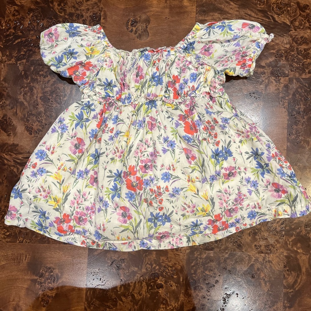 Beautiful, fun Ruffled Floral Cotton Dress with Bloomers (18-24’months)